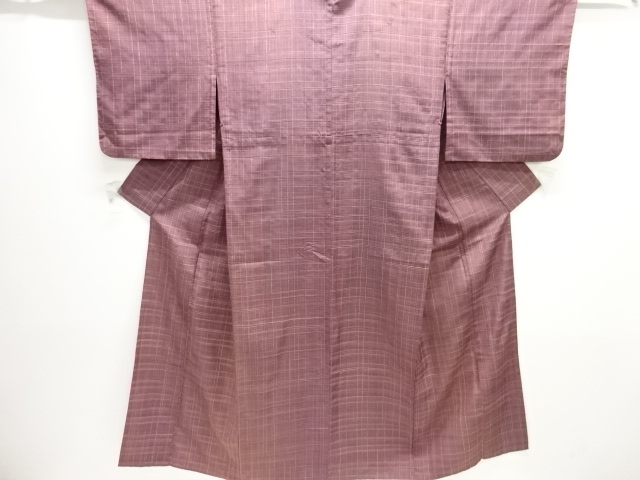 JAPANESE KIMONO / ANTIQUE HITOE KIMONO / SILK / TSUMUGI / WOVEN STRIPE